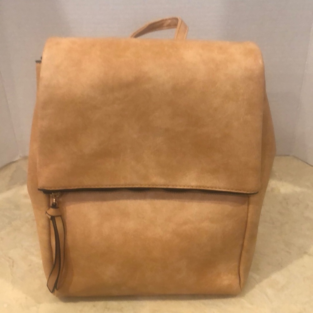 Faux Tan Leather Backpack